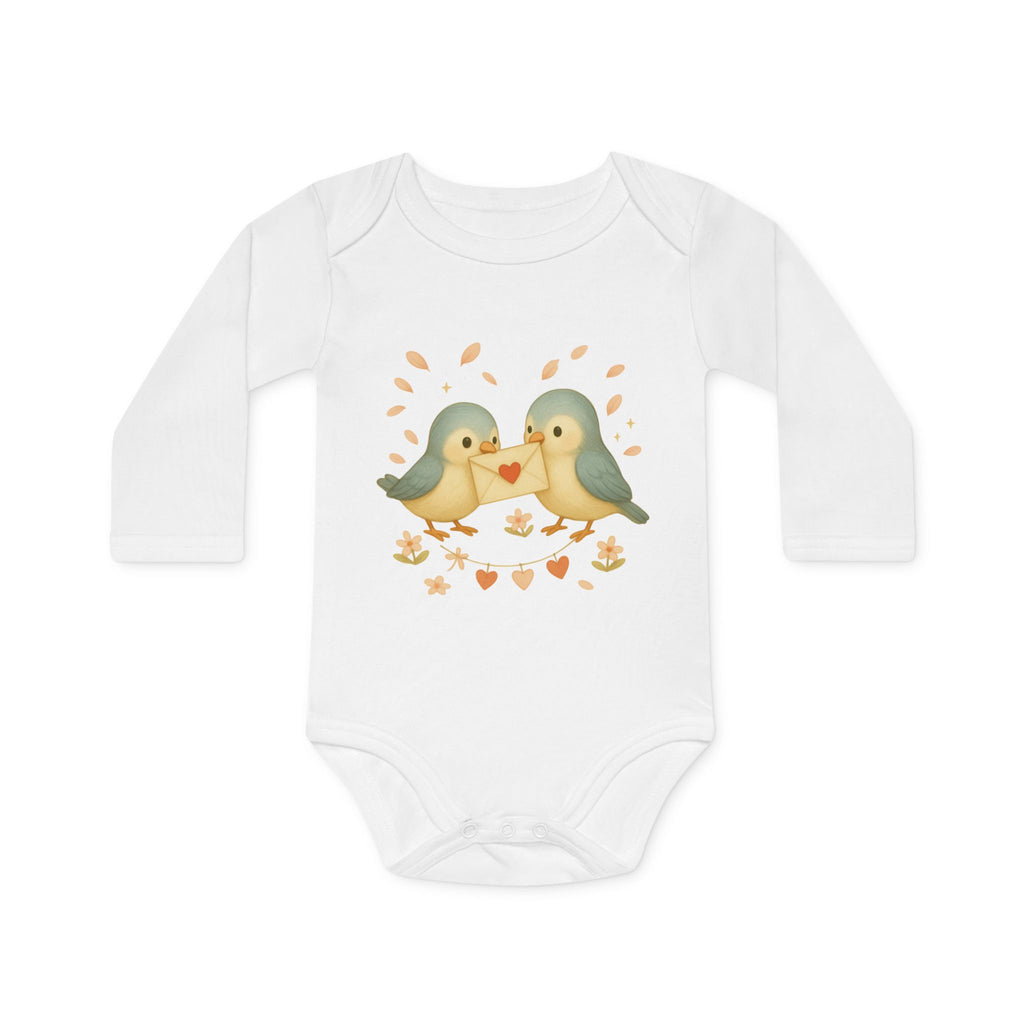 'Lovebirds' babyrompertje met lange mouwen