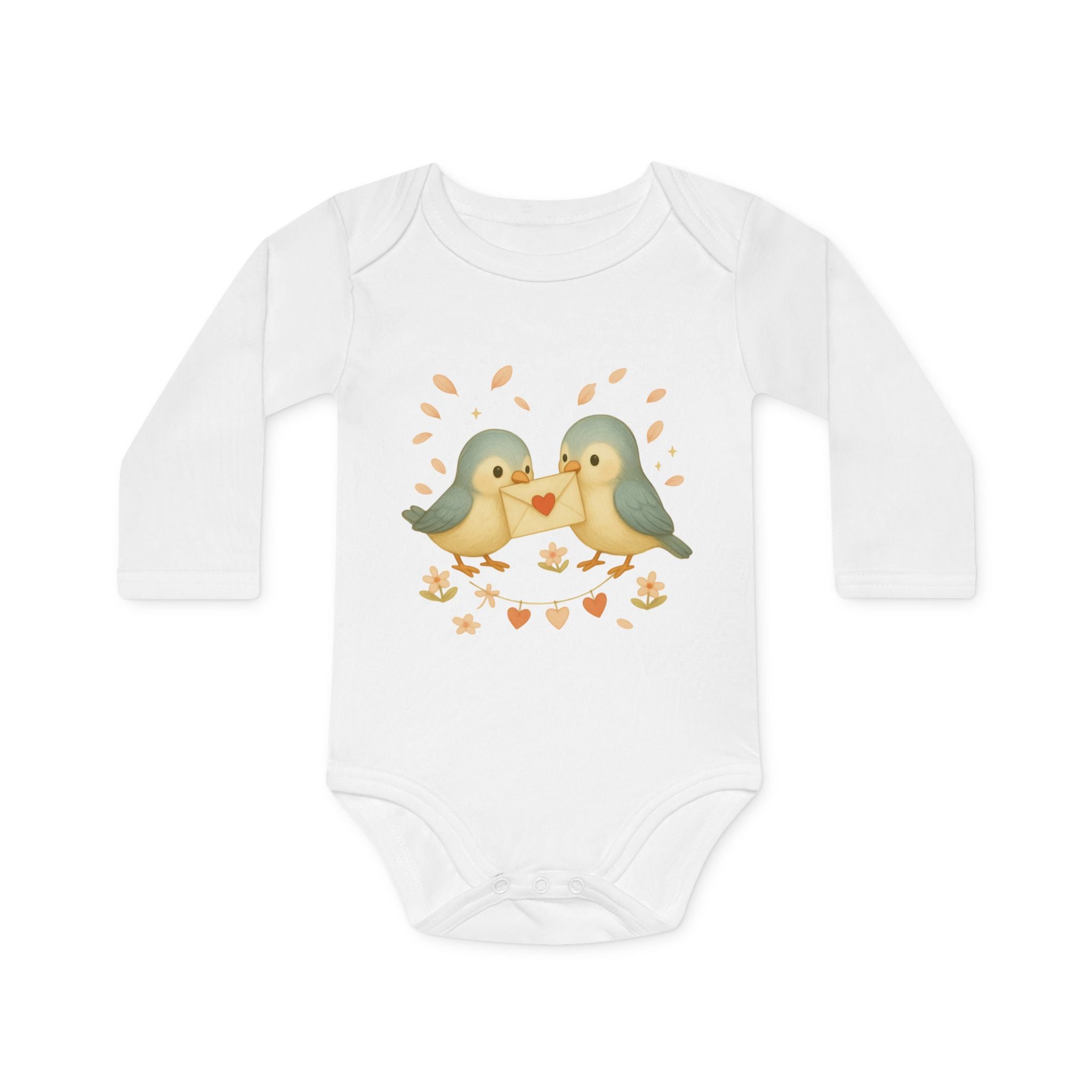 'Lovebirds' babyrompertje met lange mouwen
