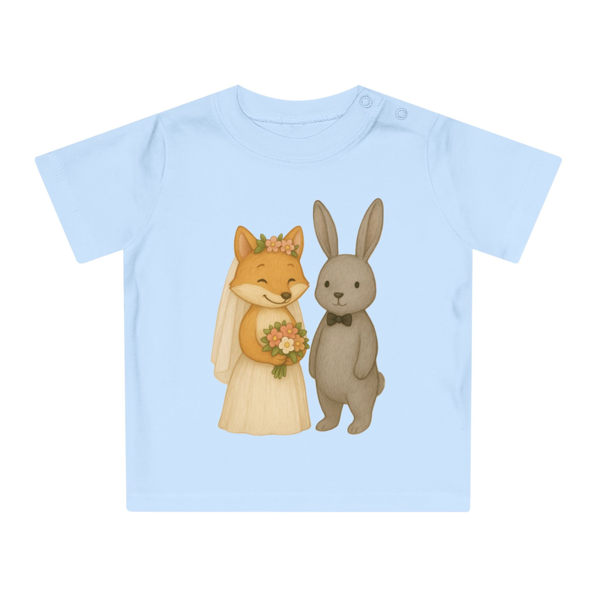 'Fox and Bunny bride and groom' baby t-shirt