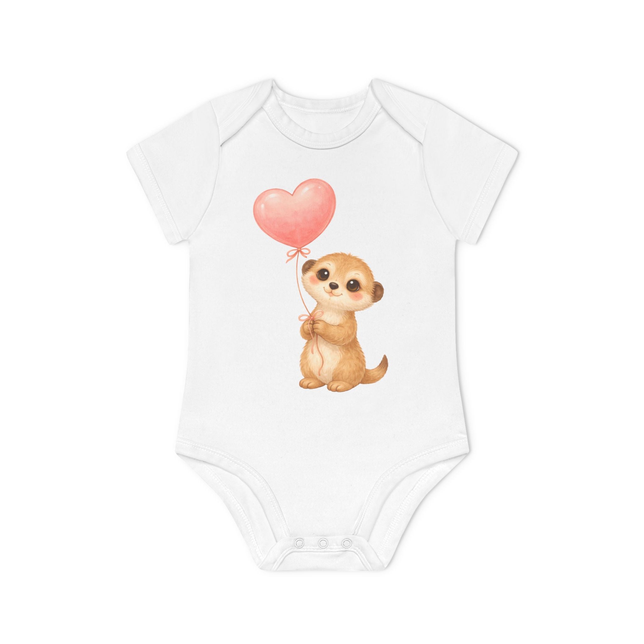 'Little Meerkat with Heart Balloon' Babyrompertje met korte mouwen