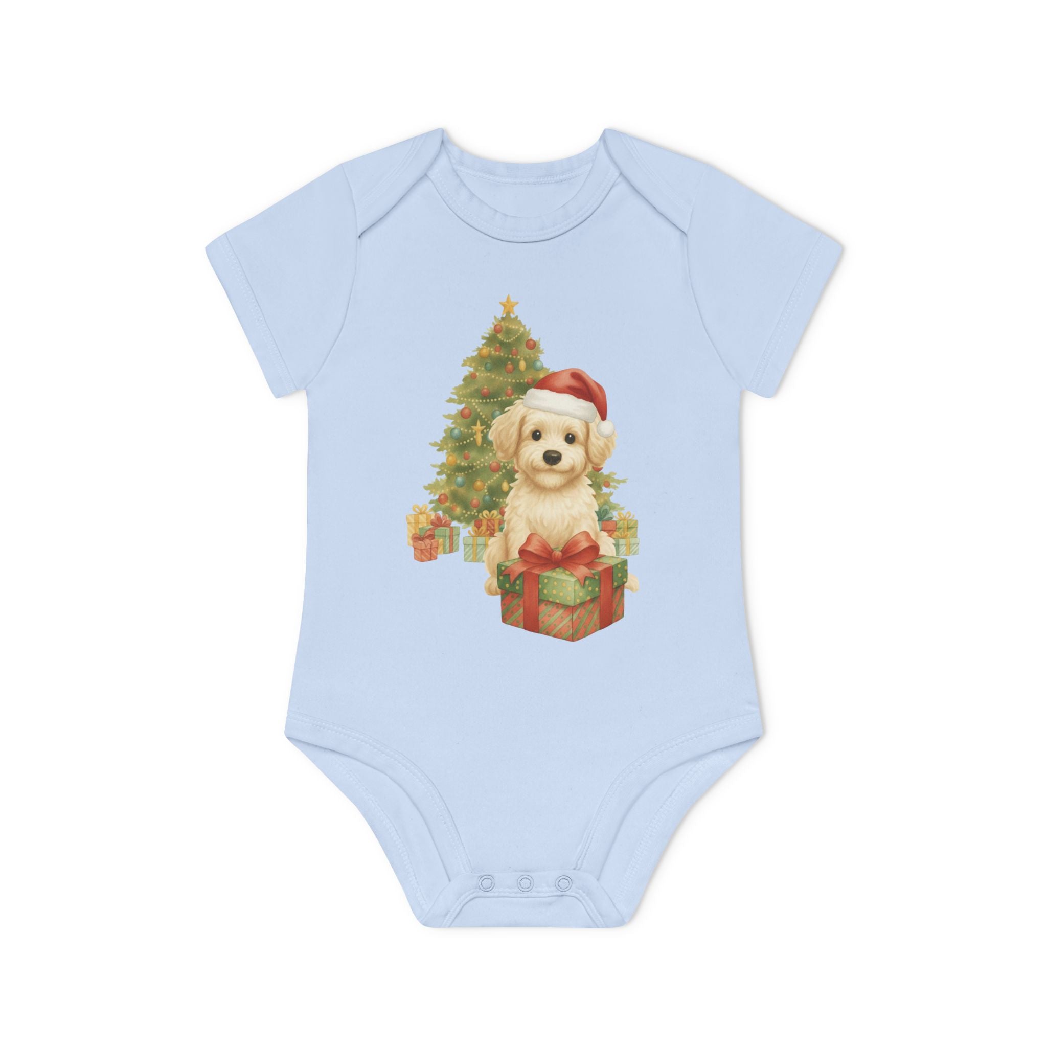 'Kerst puppy verrassing' Babyrompertje met korte mouwen
