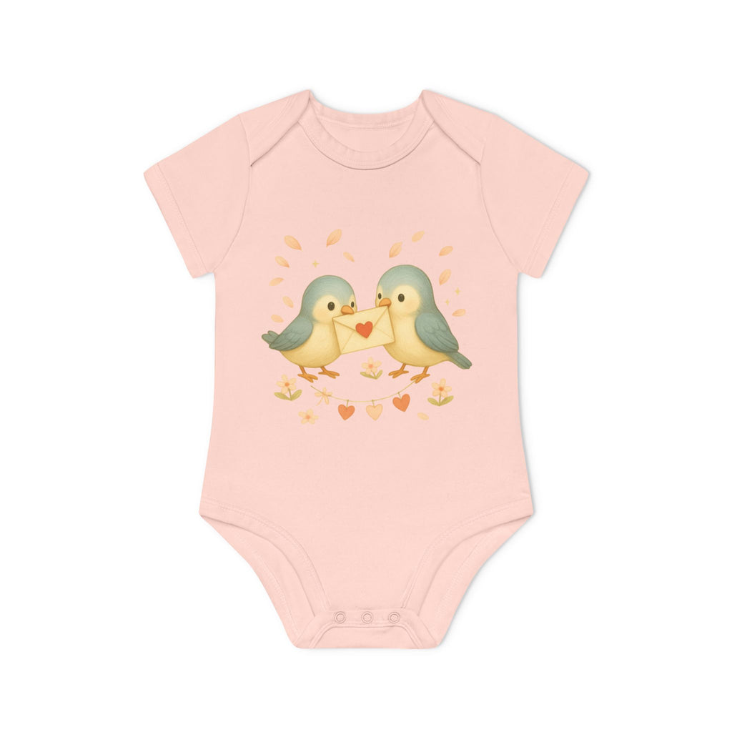 'Lovebirds' Babyrompertje met korte mouwen