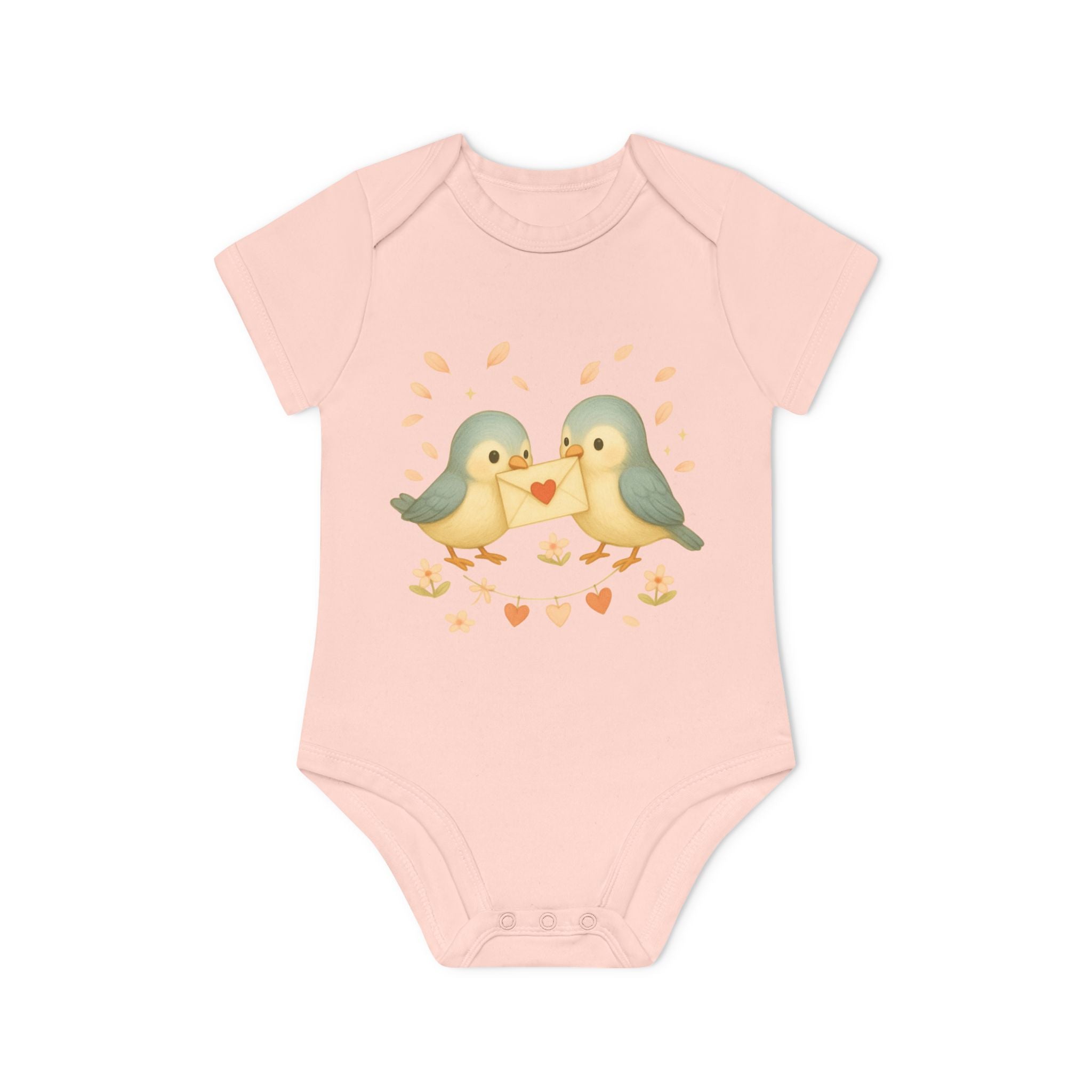 'Lovebirds' Babyrompertje met korte mouwen