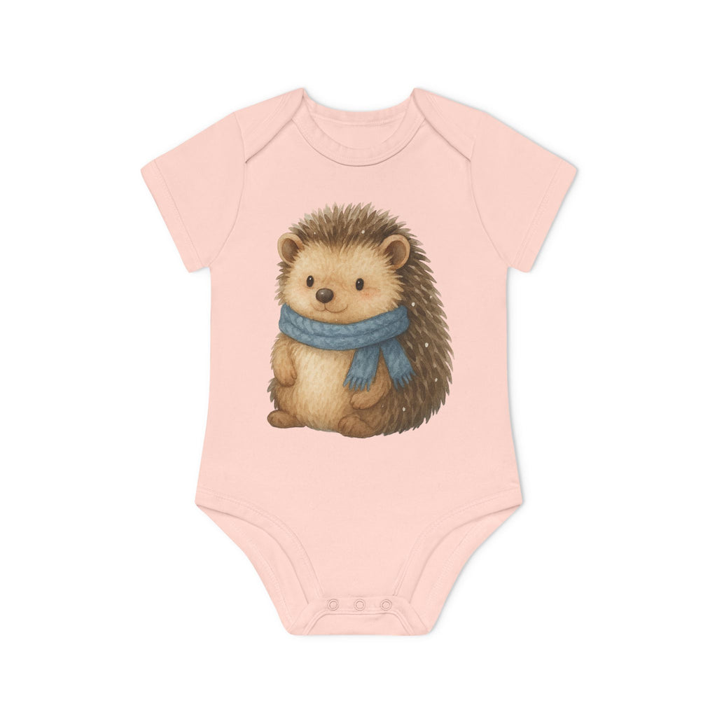 'Baby Boy Hedgehog with Blue Scarf' babyrompertje met korte mouwen