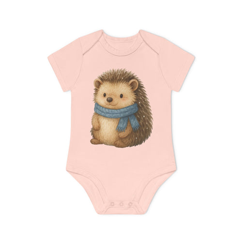 'Baby Boy Hedgehog with Blue Scarf' babyrompertje met korte mouwen