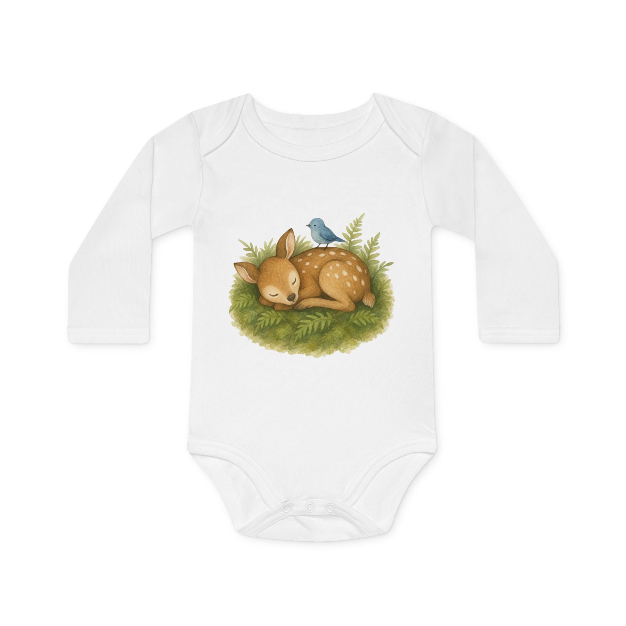'Sleeping Fawn in the Forest' babyrompertje met lange mouwen
