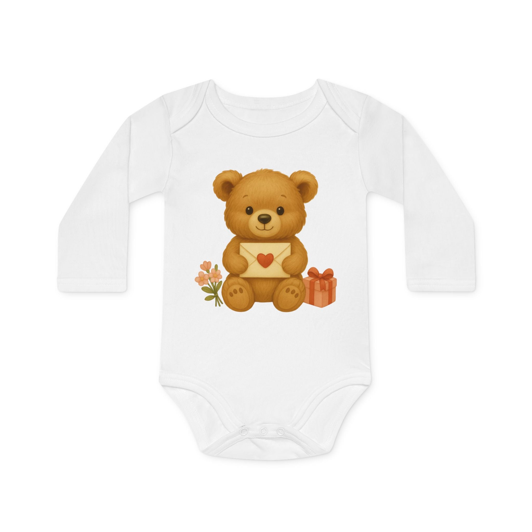 'Teddy Bear Valentine' babyrompertje met lange mouwen