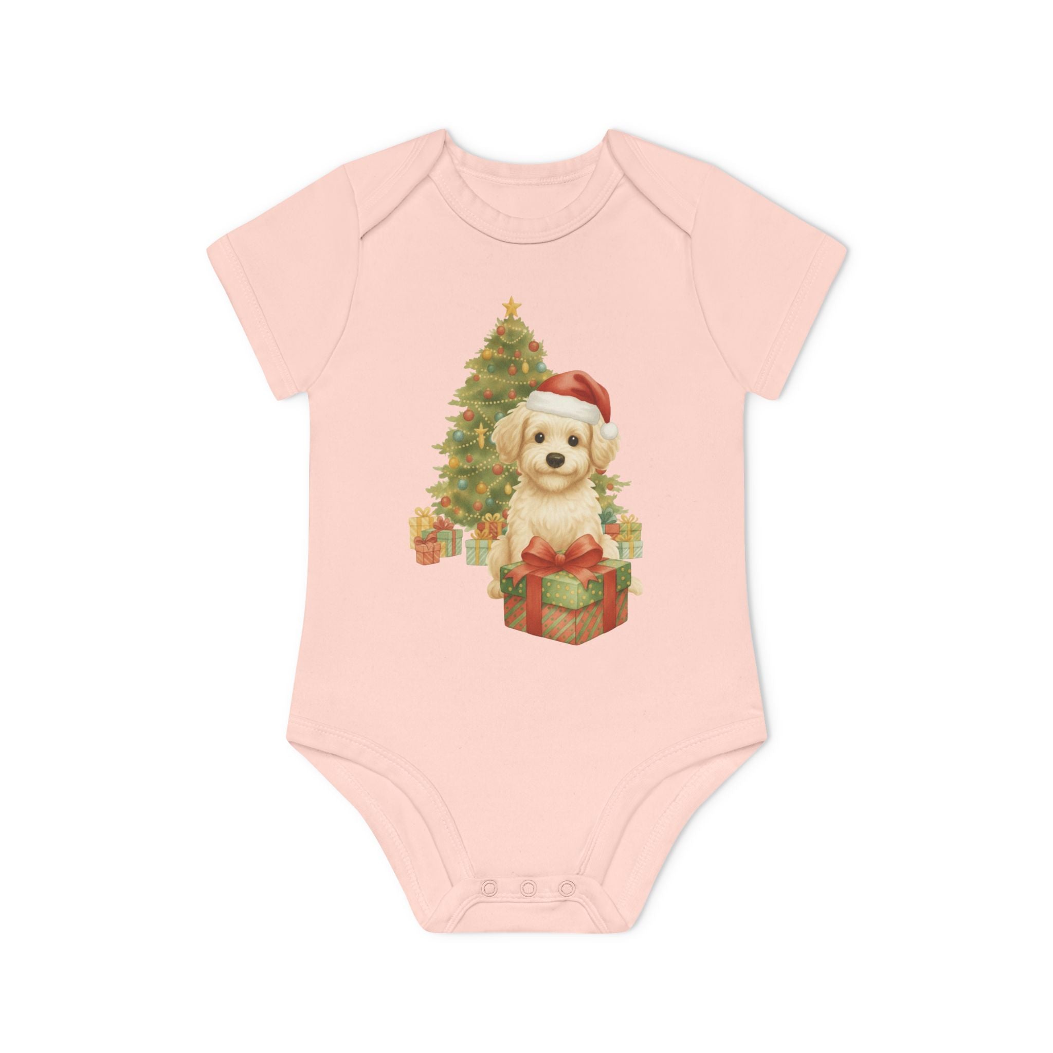 'Kerst puppy verrassing' Babyrompertje met korte mouwen