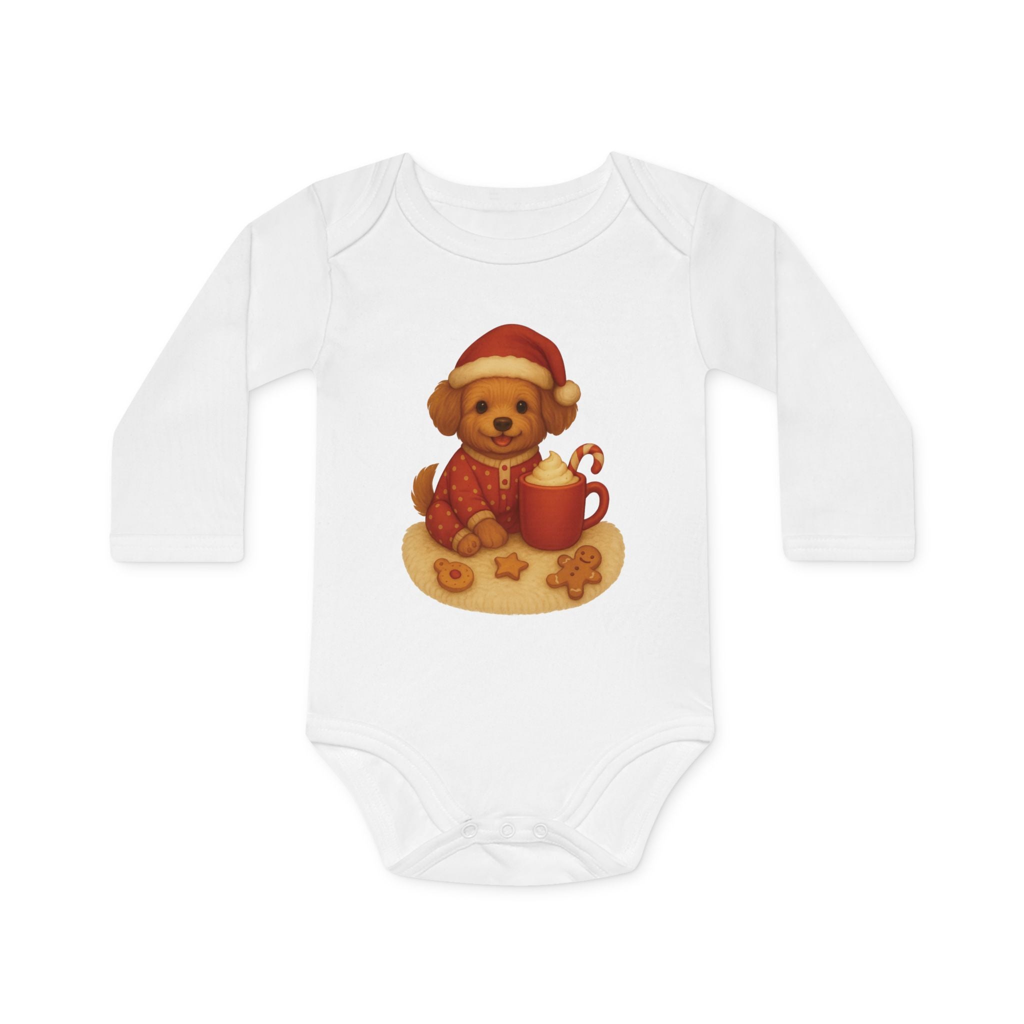 'Kerstpuppy' Baby rompertje met lange mouwen