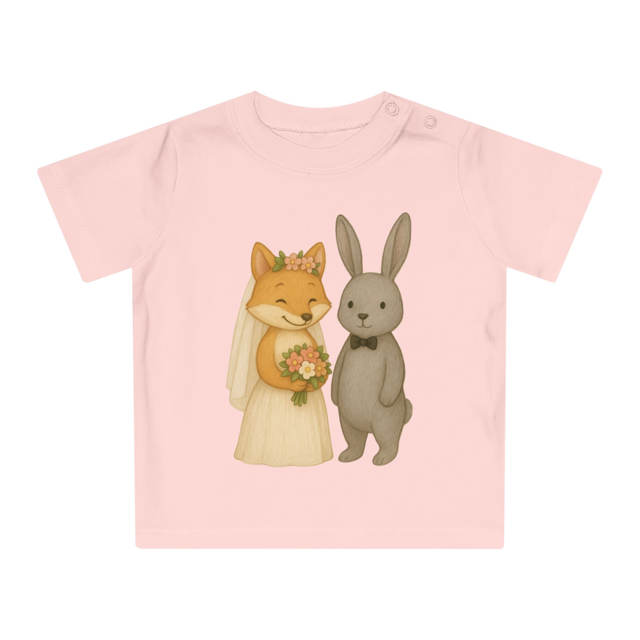 'Fox and Bunny bride and groom' baby t-shirt