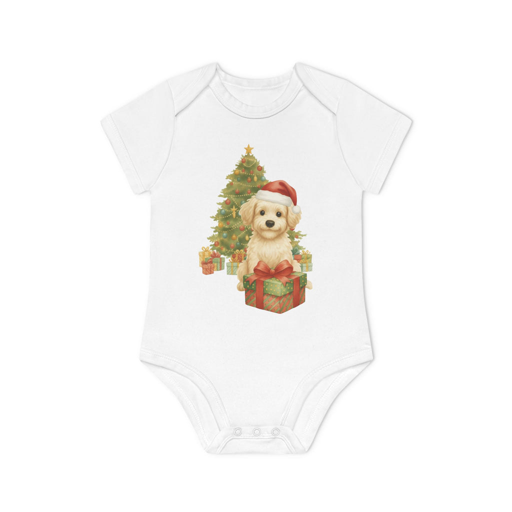 'Kerst puppy verrassing' Babyrompertje met korte mouwen