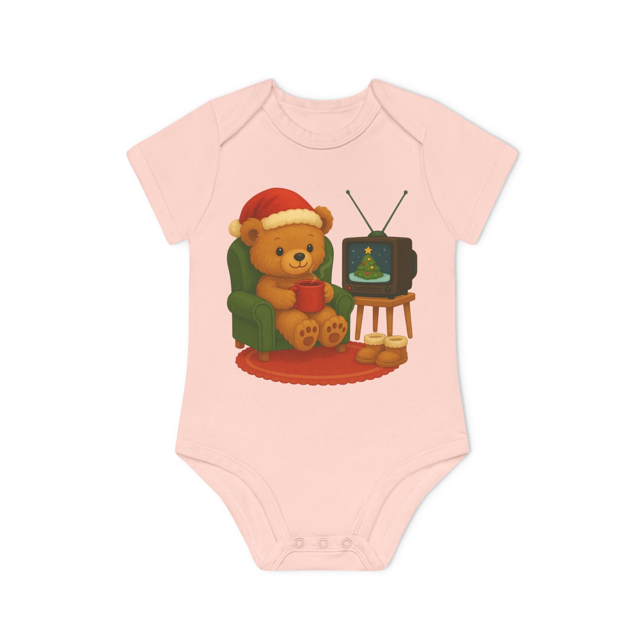 'Gezellige kerstbeer' baby rompertje korte mouwen