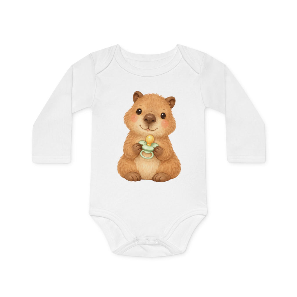 'Little Capybara with Pacifier' Babyrompertje met lange mouwen