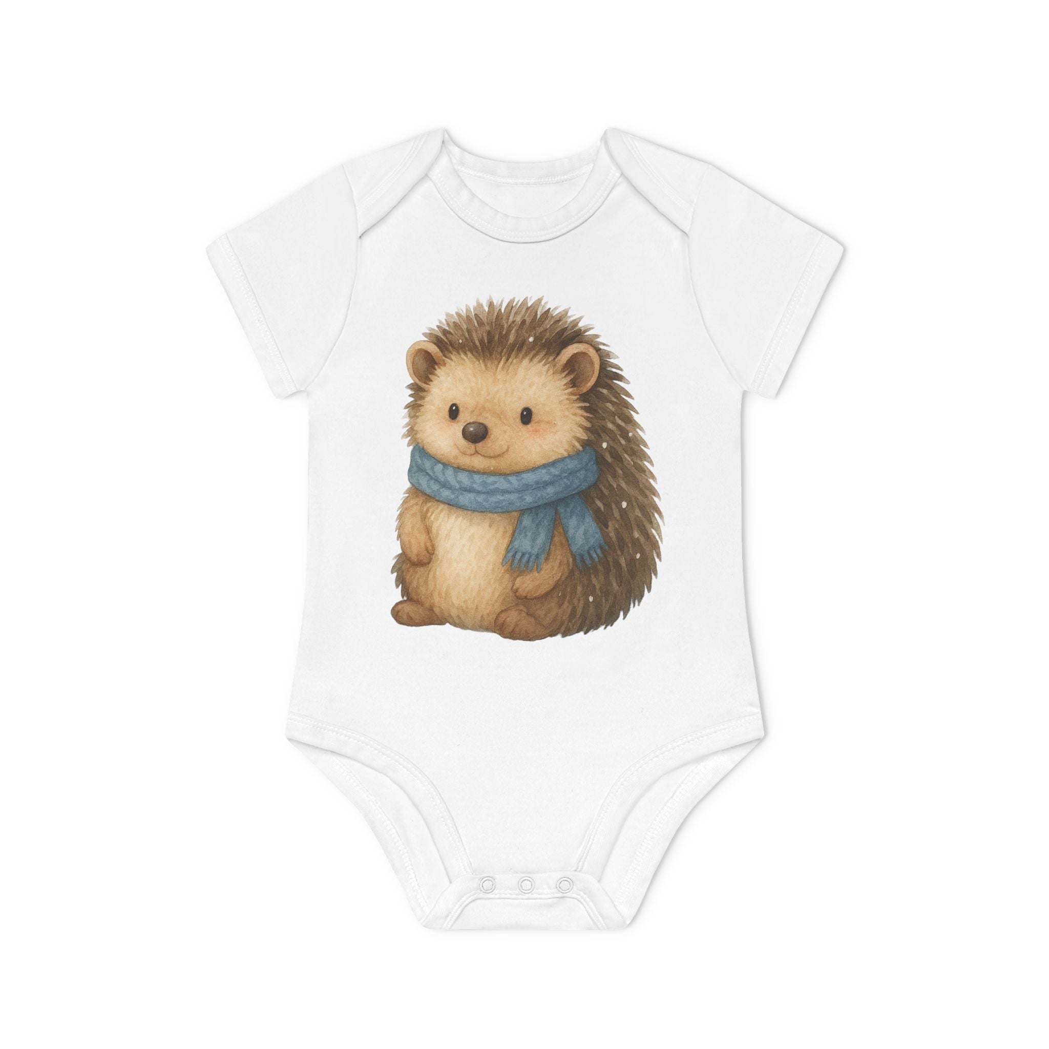 'Baby Boy Hedgehog with Blue Scarf' babyrompertje met korte mouwen