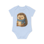 'Baby Boy Hedgehog with Blue Scarf' babyrompertje met korte mouwen