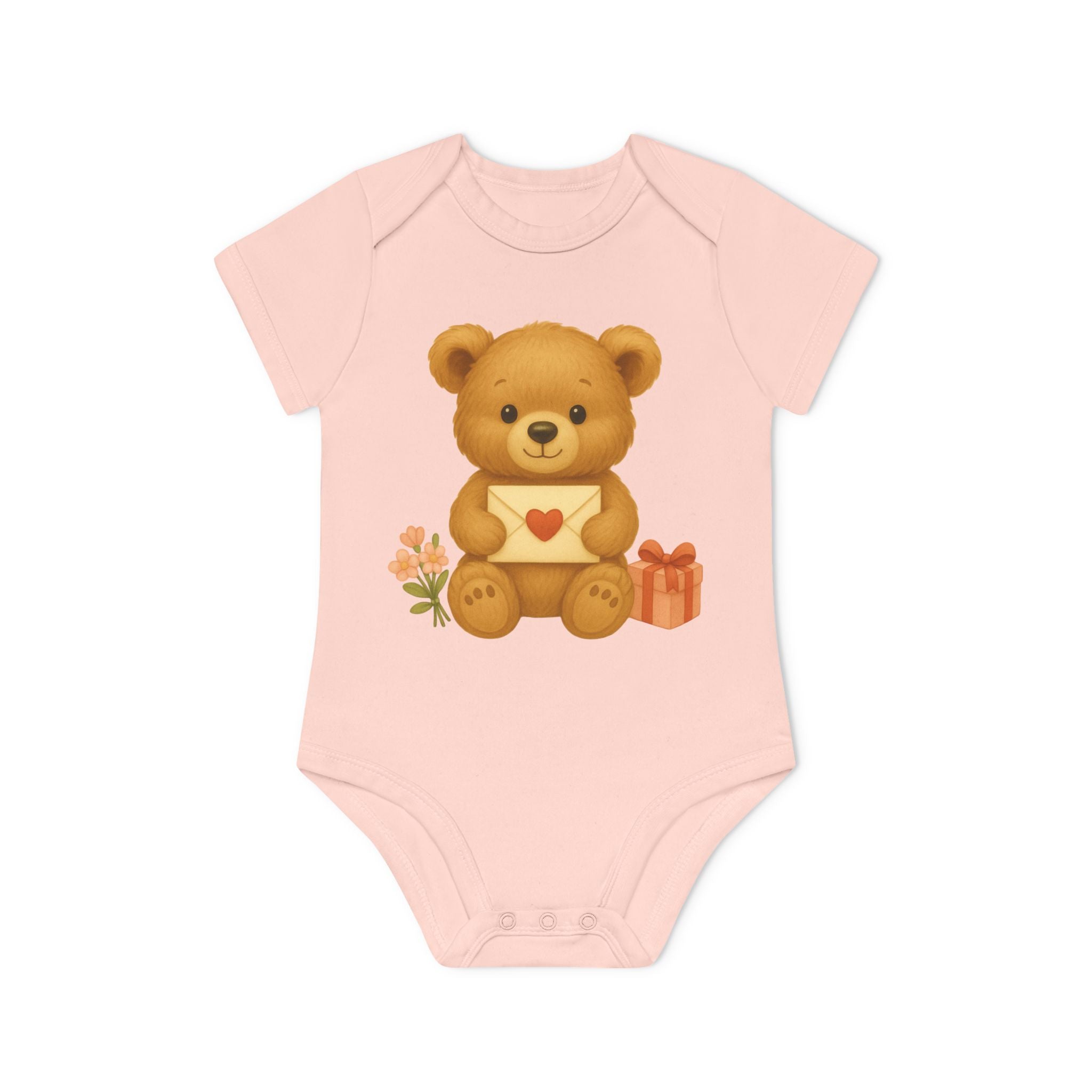 'Teddy Bear Valentine' babyrompertje met korte mouwen