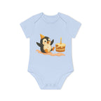 'Penguin with Cake having fun' baby bodysuit short-sleeve