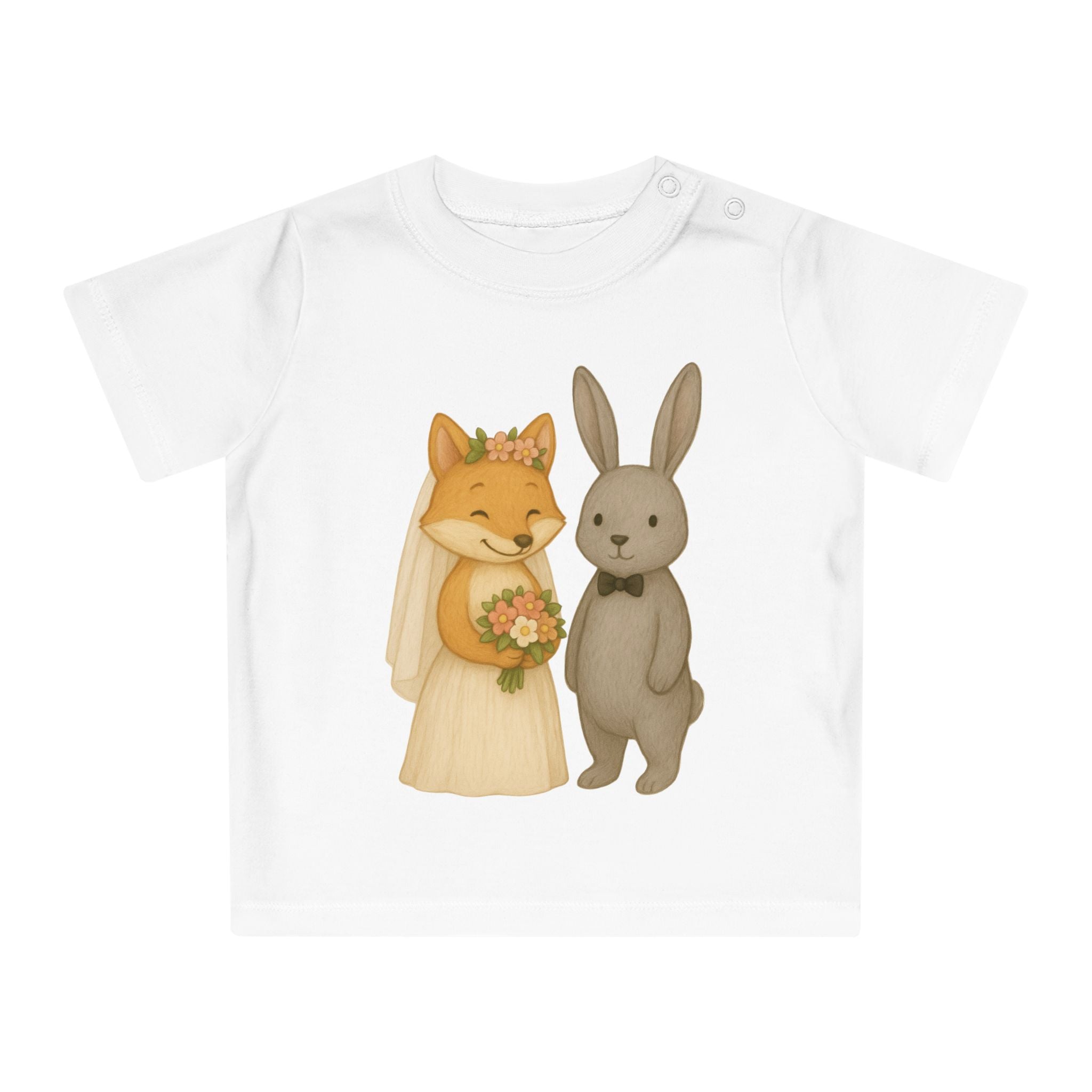 'Fox and Bunny bride and groom' baby t-shirt