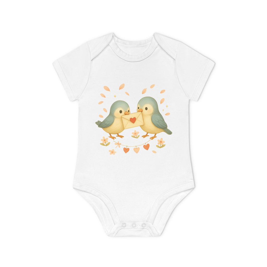 'Lovebirds' Babyrompertje met korte mouwen