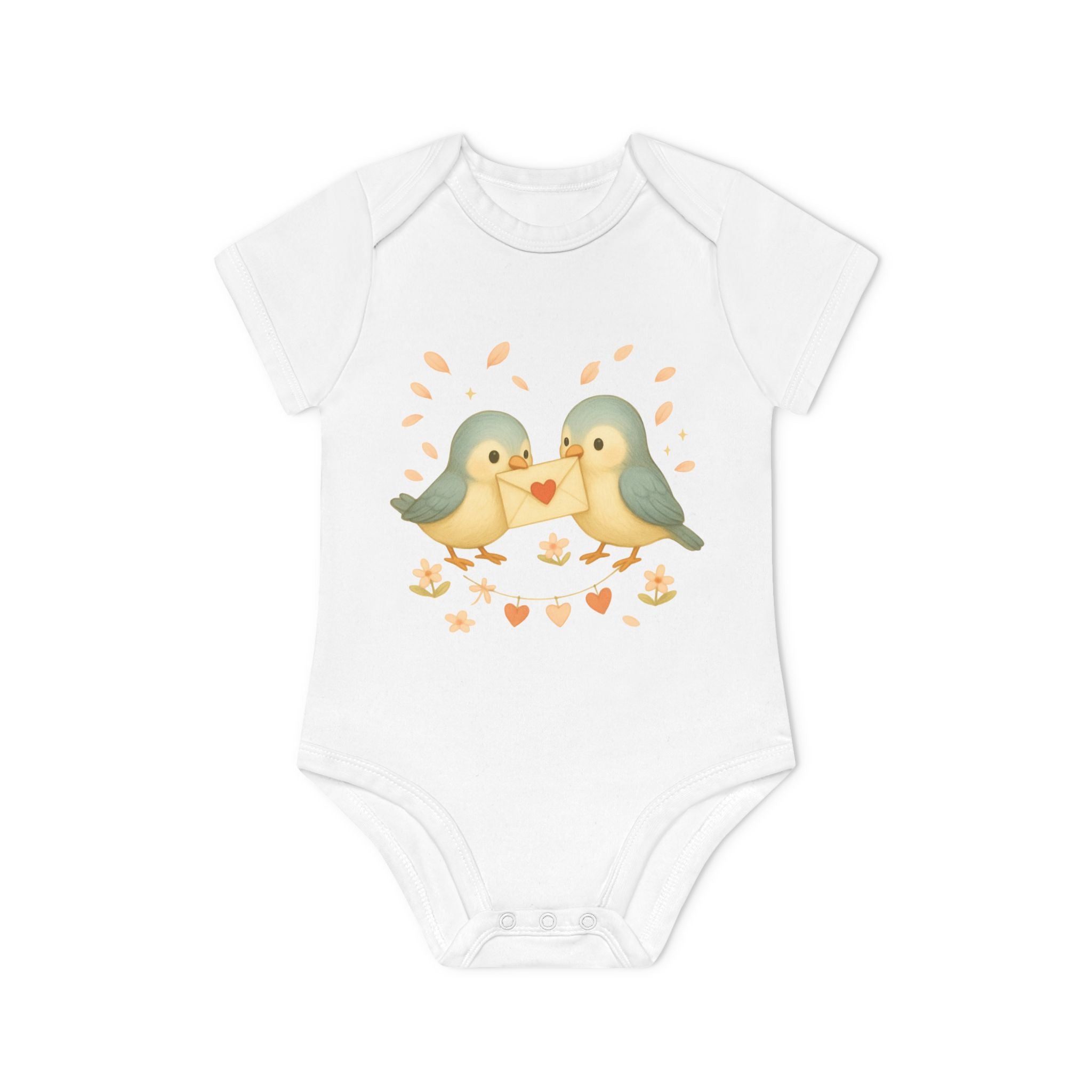 'Lovebirds' Babyrompertje met korte mouwen