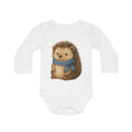'Baby Boy Hedgehog with Blue Scarf' babyrompertje met lange mouwen