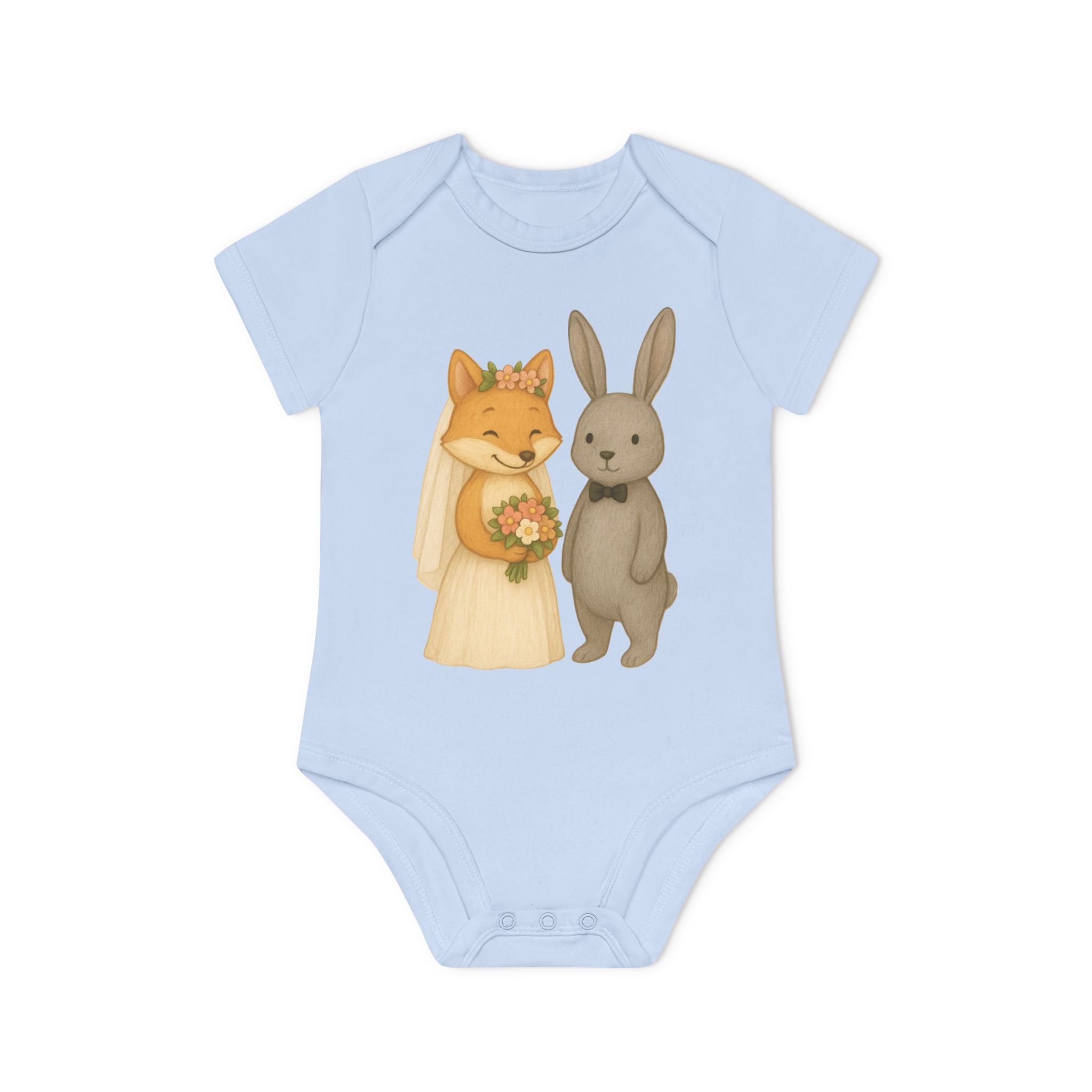 'Fox & Bunny bride and groom' babyrompertje met korte mouwen