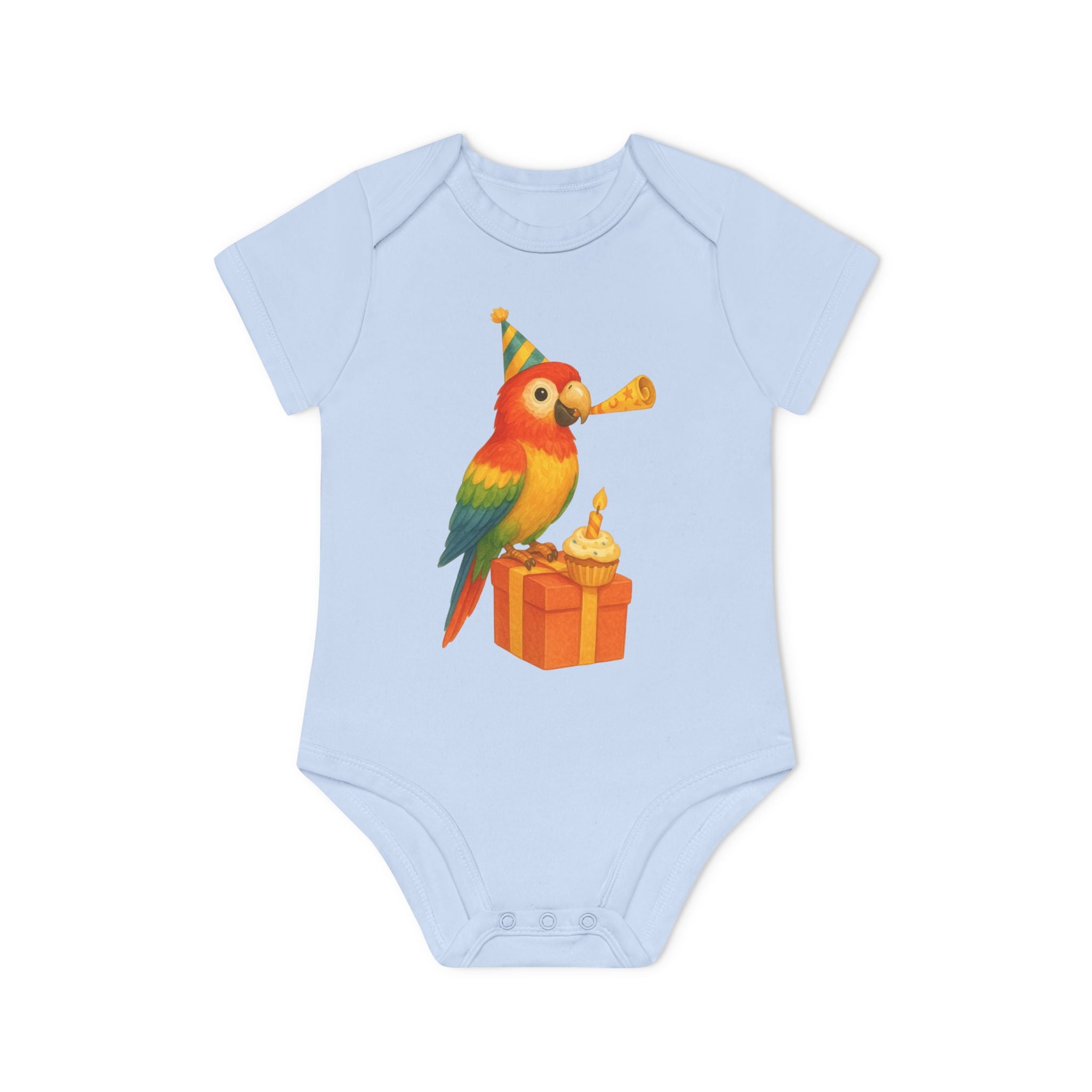 'Een kleurrijke verjaardag' Babyrompertje met korte mouwen