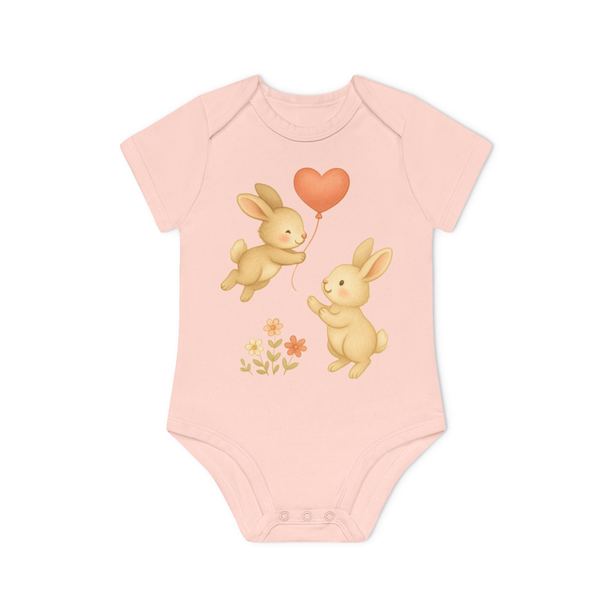 'Konijnenliefde' Babyrompertje met korte mouwen