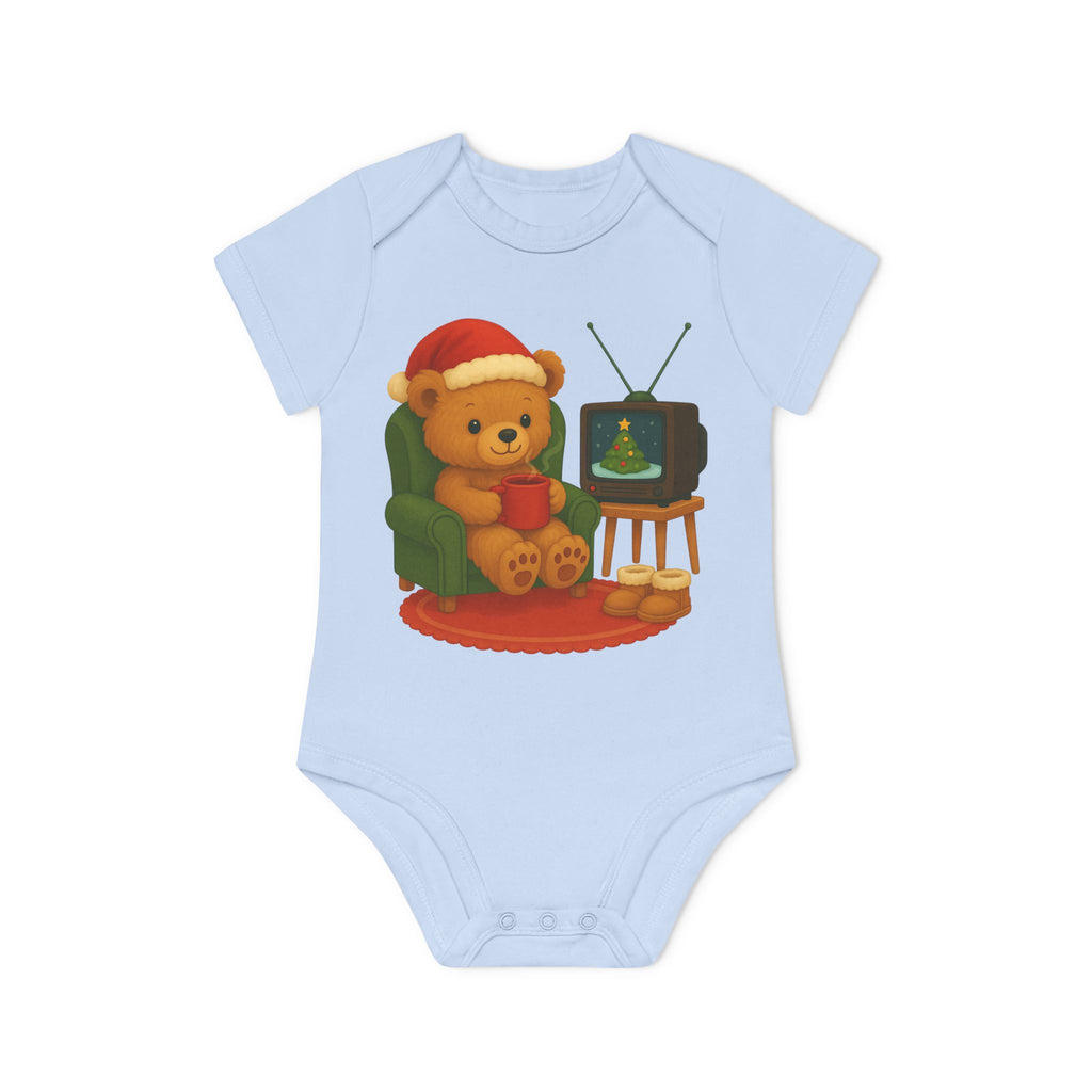 'Gezellige kerstbeer' baby rompertje korte mouwen