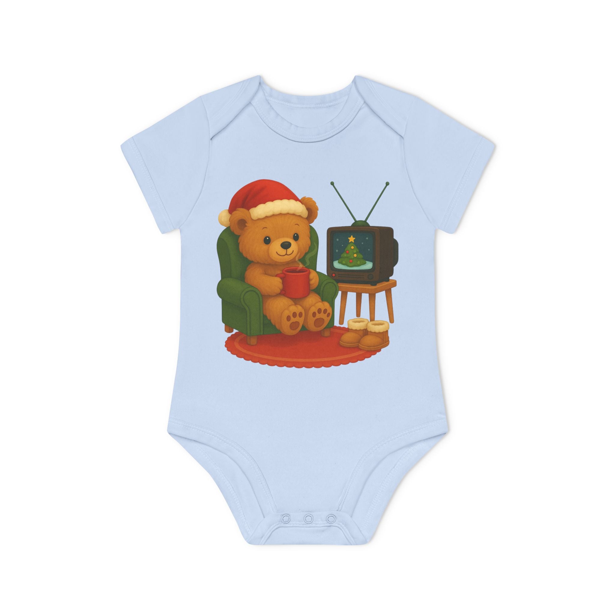 'Gezellige kerstbeer' baby rompertje korte mouwen