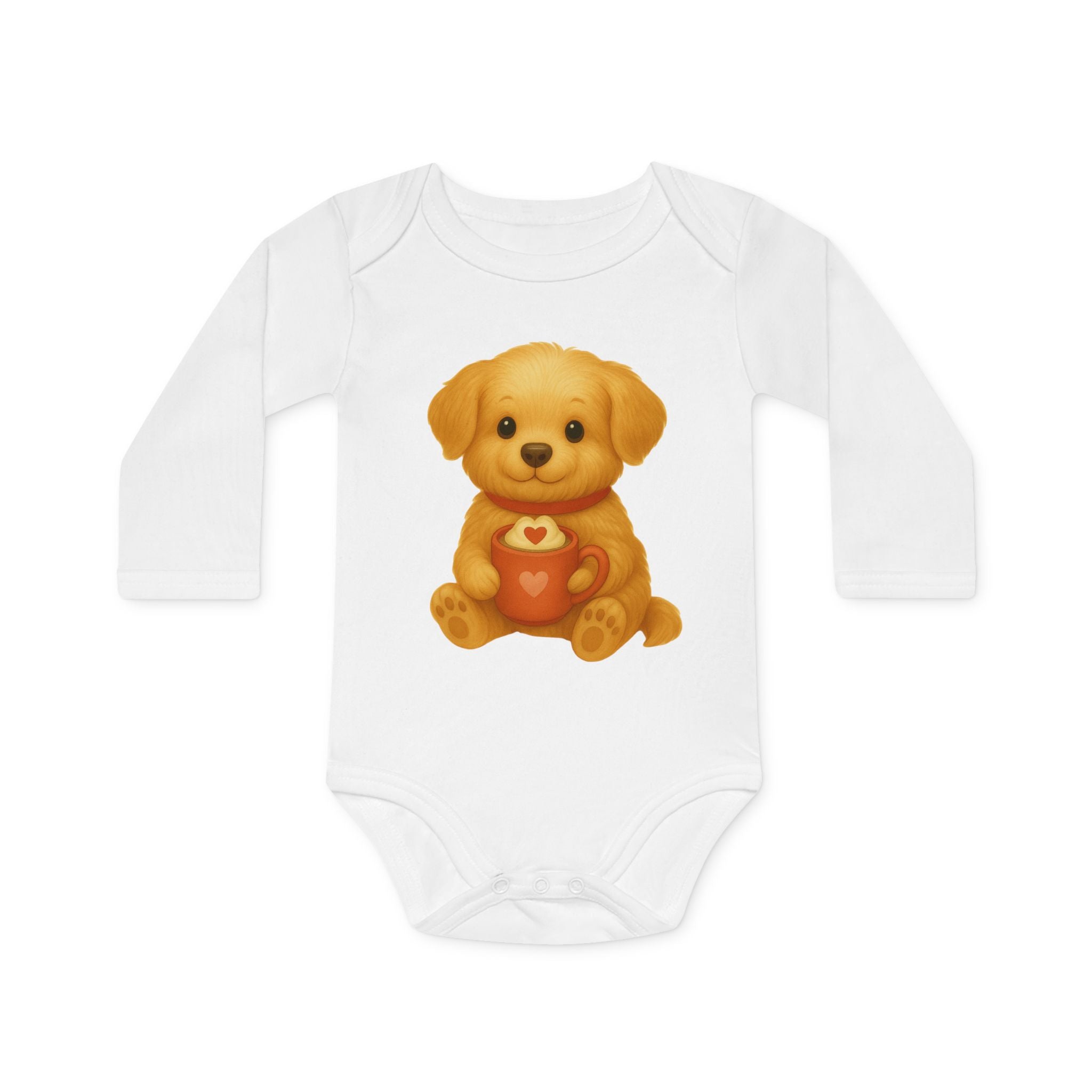'Cup of love puppy' babyrompertje met lange mouwen