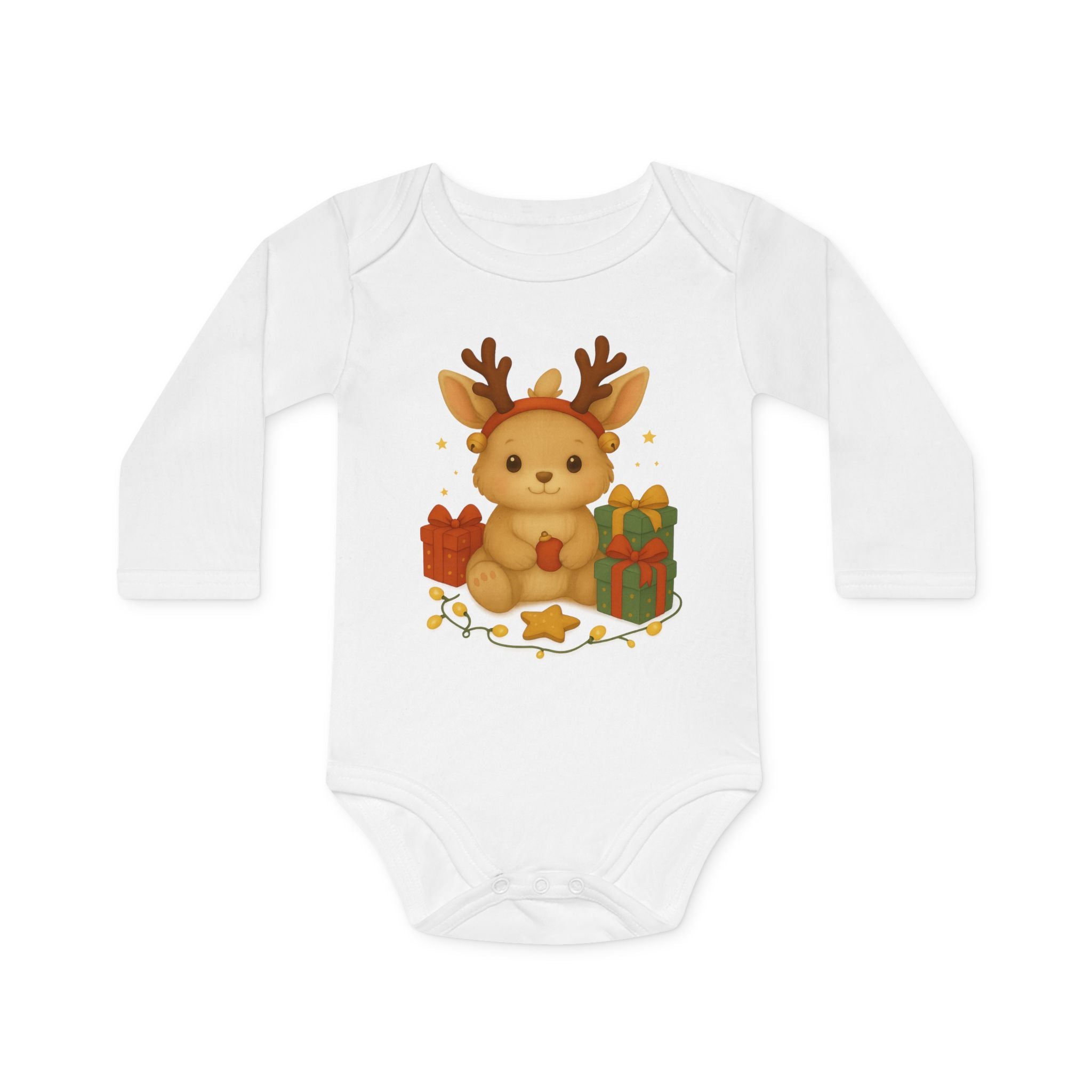 'Het kleine rendierkonijntje' baby rompertje met lange mouwen