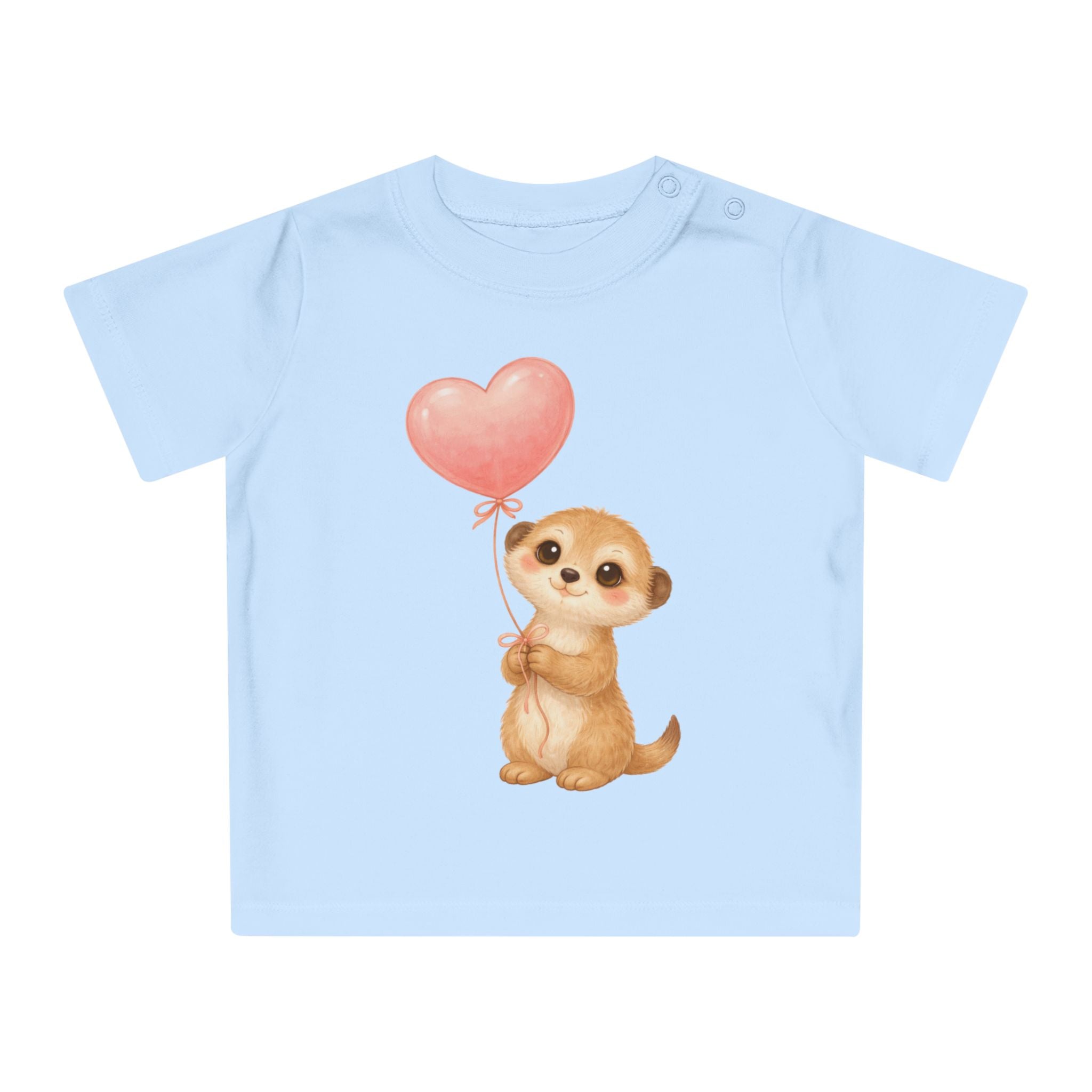 'Little Meerkat with Heart Balloon' Baby T-shirt met de tekst