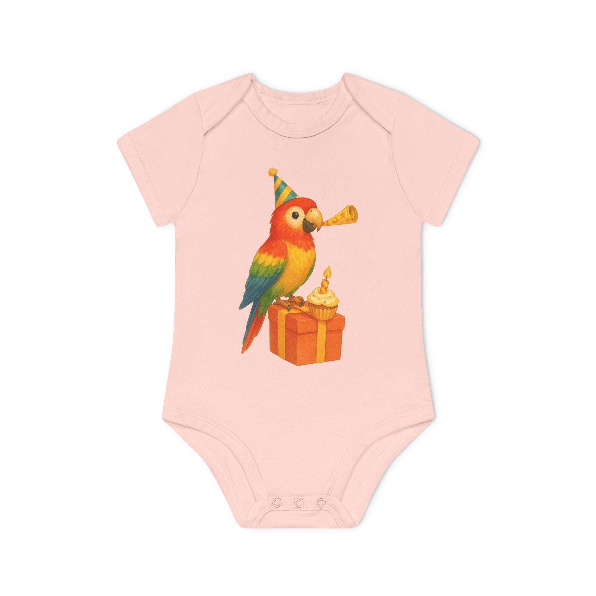 'Een kleurrijke verjaardag' Babyrompertje met korte mouwen