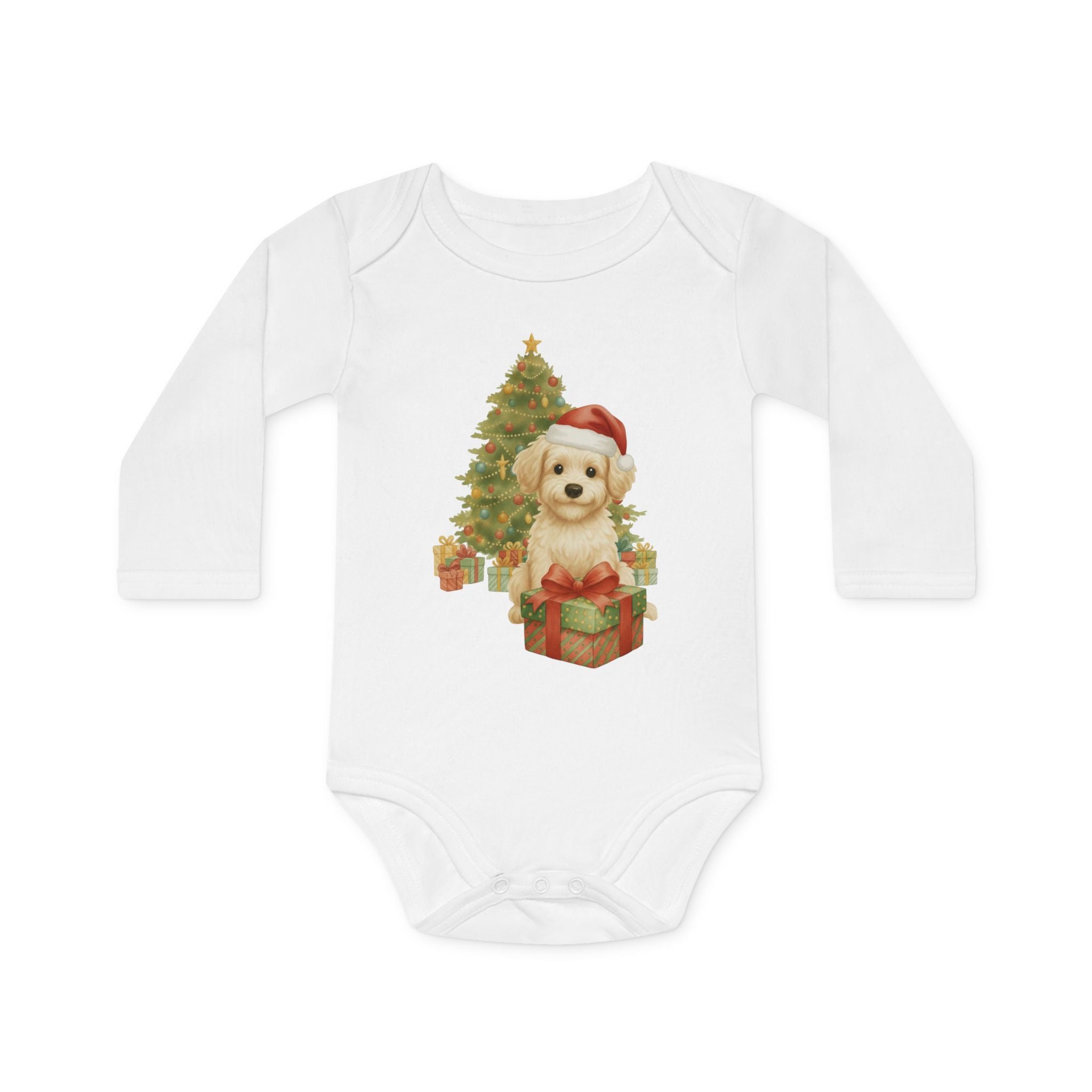 'Kerst puppy verrassing' baby longsleeve