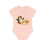 'Penguin with Cake having fun' baby bodysuit short-sleeve