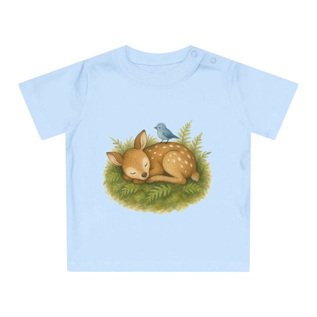 'Sleeping Fawn in the Forest' Baby T-shirt met de tekst