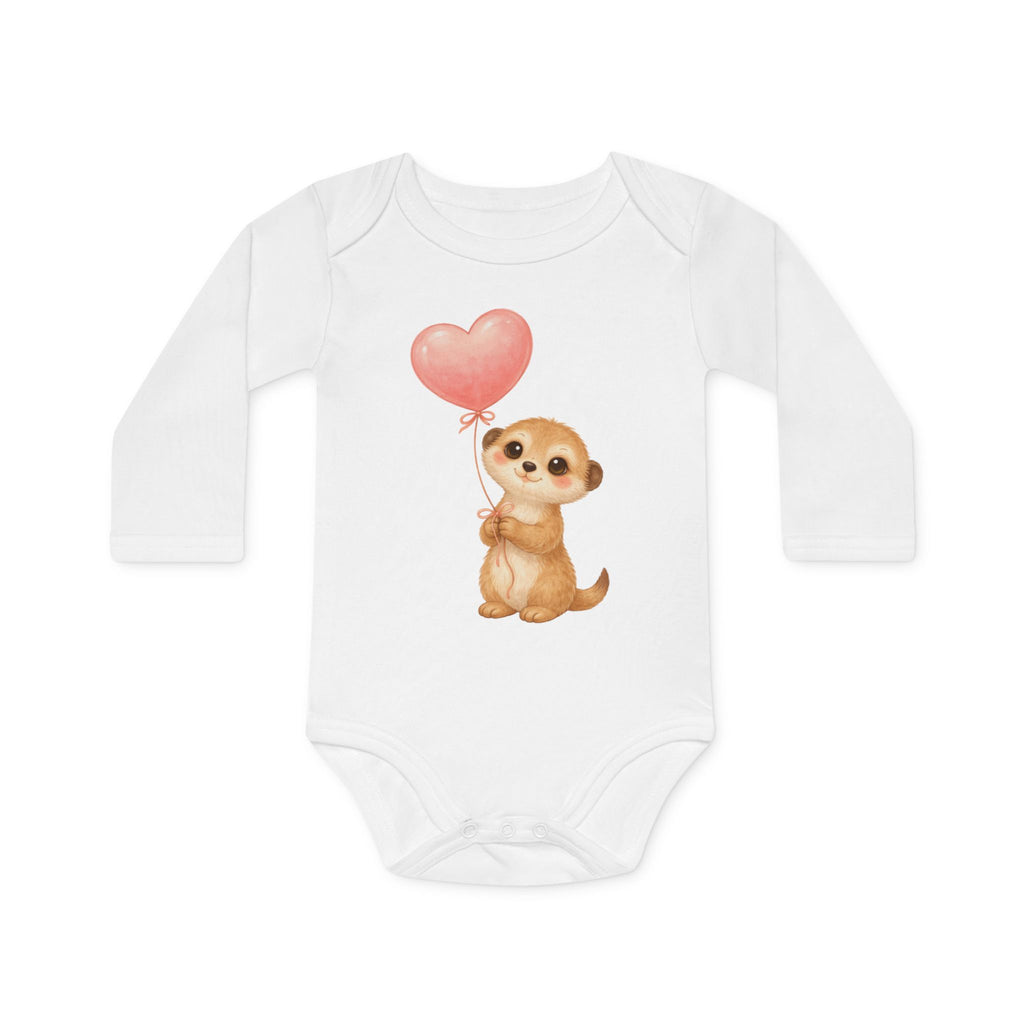 'Little Meerkat with Heart Balloon' babyrompertje met lange mouwen
