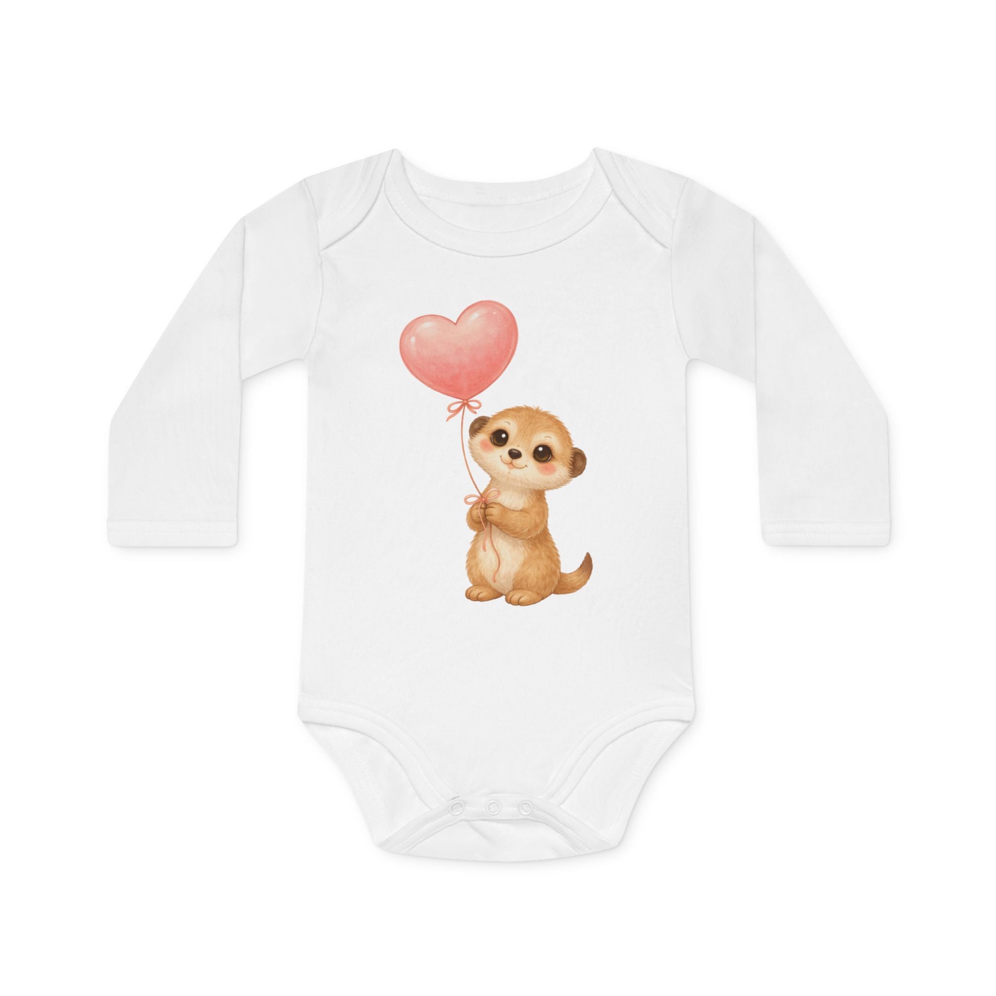 'Little Meerkat with Heart Balloon' babyrompertje met lange mouwen