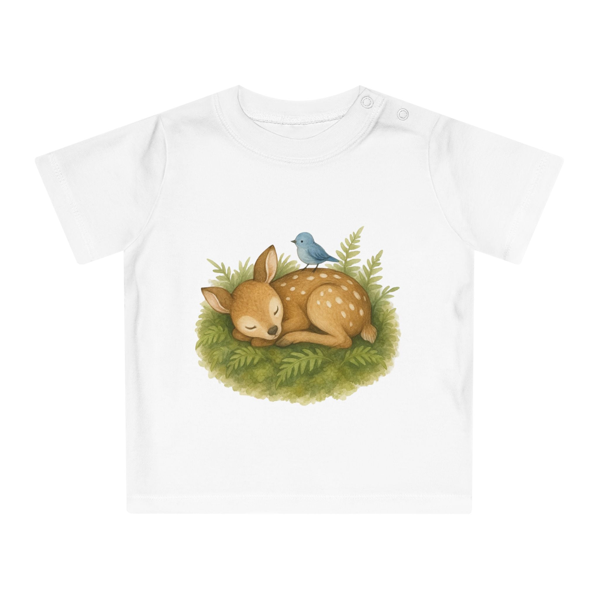 'Sleeping Fawn in the Forest' Baby T-shirt met de tekst