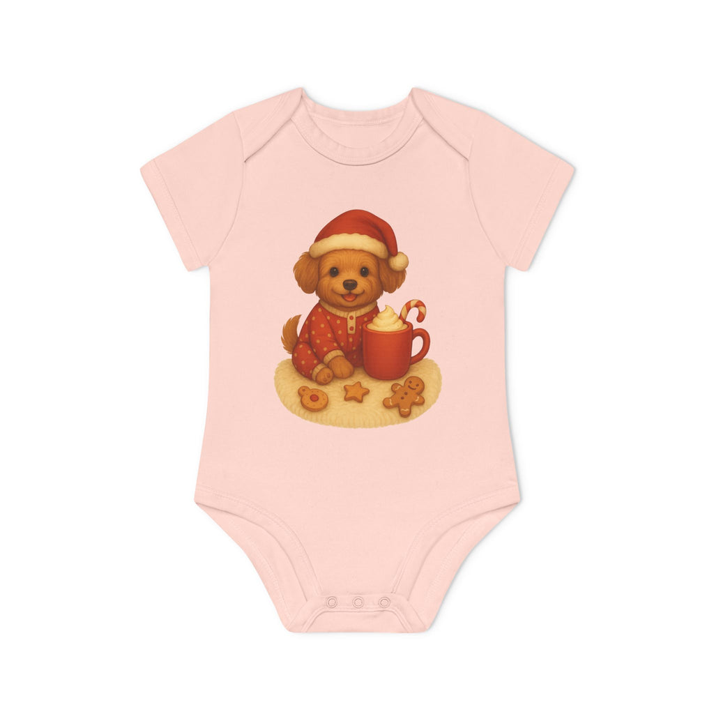'Kerstpuppy' Baby rompertje met korte mouwen