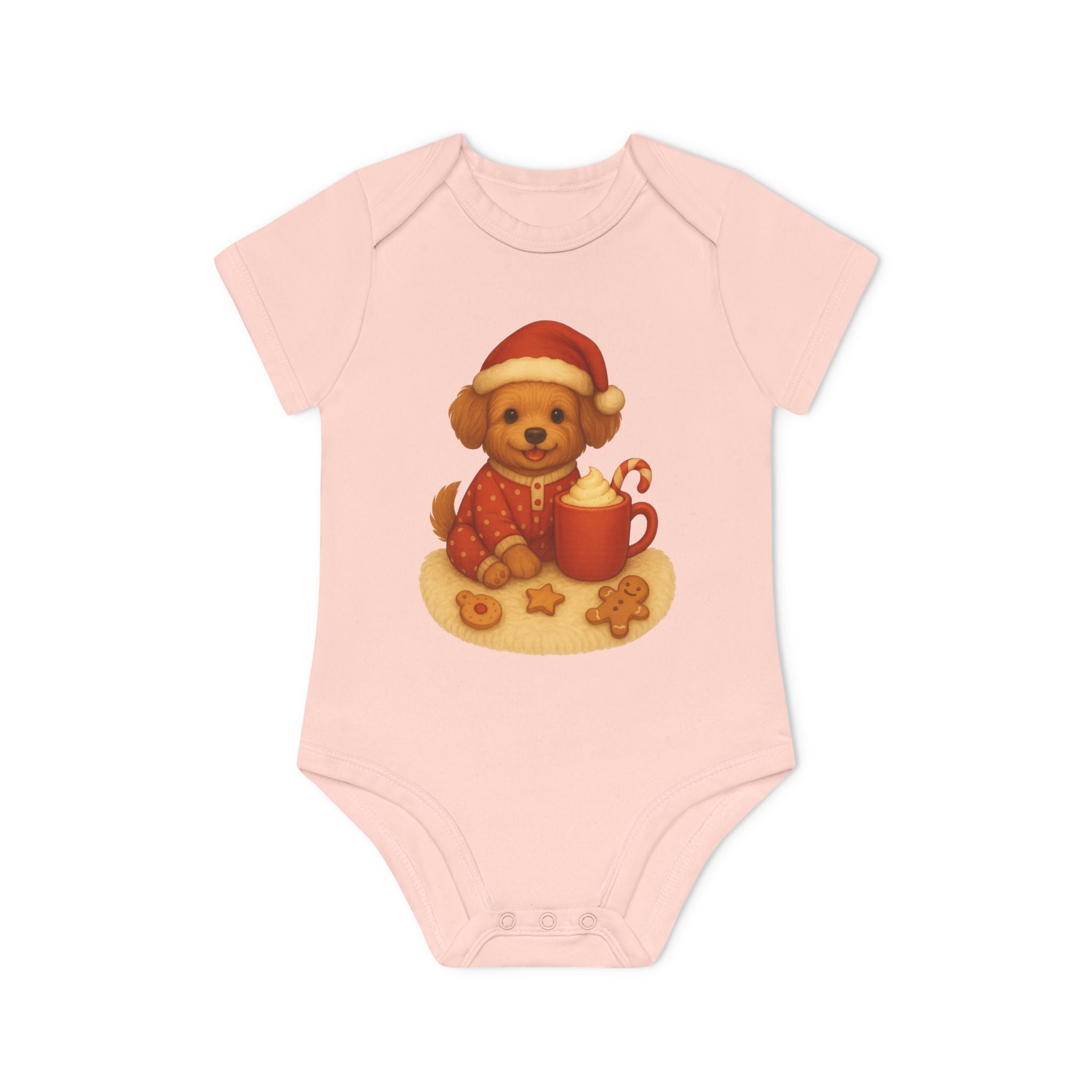 'Kerstpuppy' Baby rompertje met korte mouwen