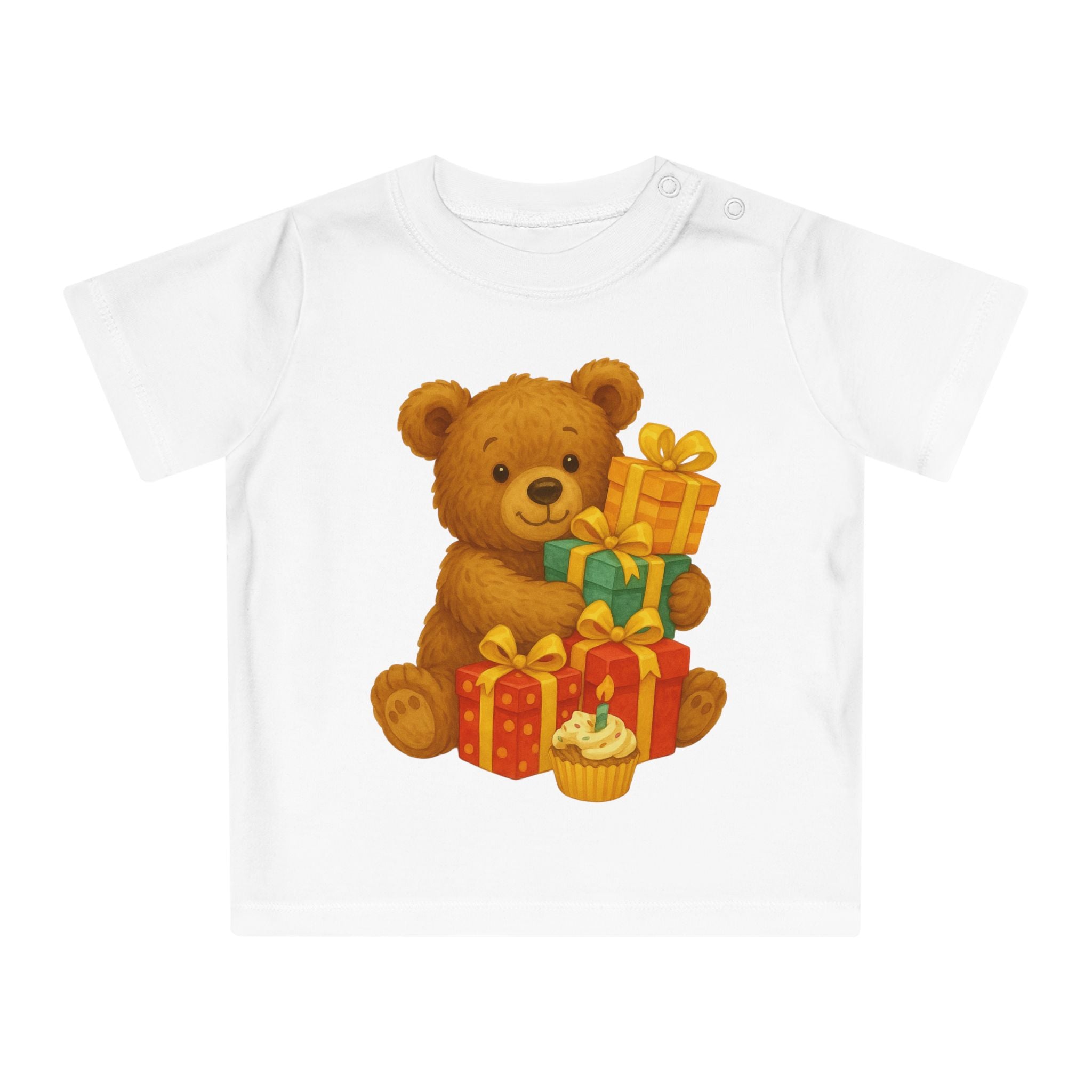 'Verjaardagsbeer met cadeautjes' Baby t-shirt