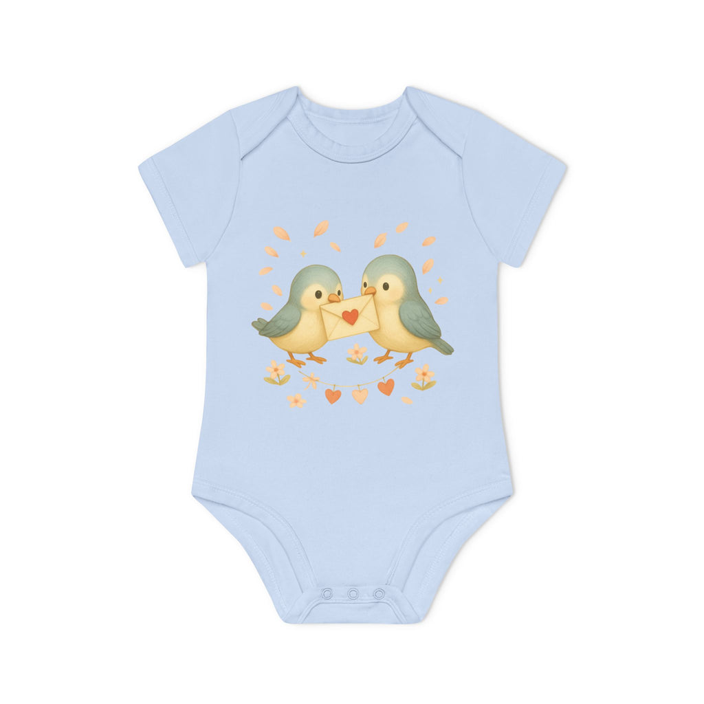 'Lovebirds' Babyrompertje met korte mouwen