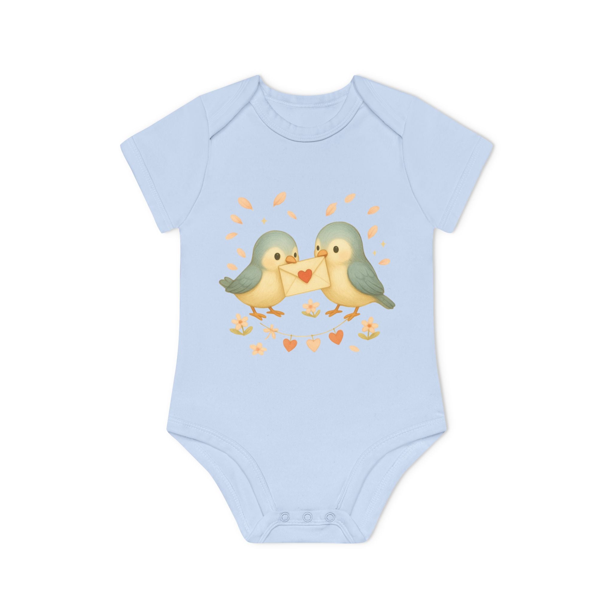 'Lovebirds' Babyrompertje met korte mouwen
